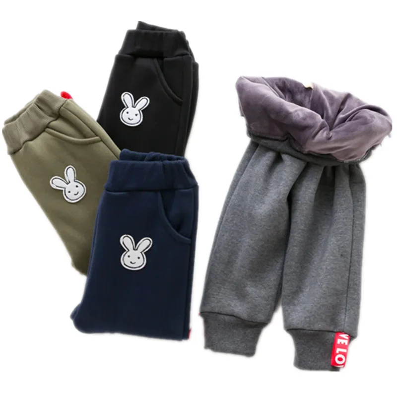 

Funfeliz Boys Pants Warm 2018 Autumn Winter Girls Trousers Thick Fleece Pants for Boys Kids Velvet Pants Children Clothes 2-10Y