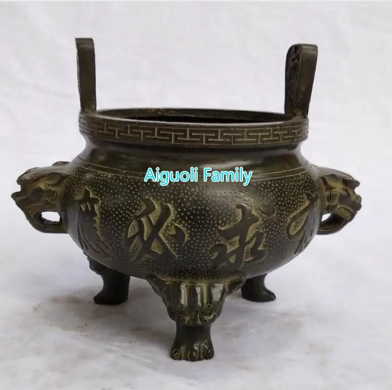 Китайский античный ладан горелка коллекция Старый Бронзовый резной богатство штатив художественное украшение для дома металлический штатив 0002