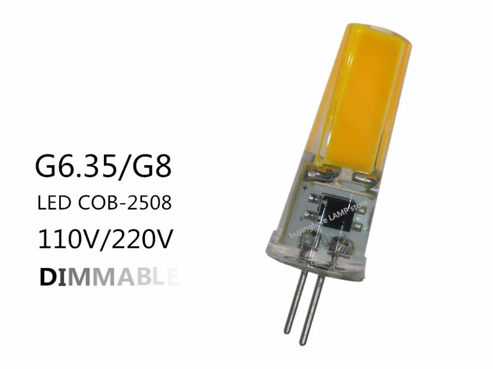 10 шт. G8 светодиодный COB GY6.35 G8 110V 220V затемнения светодиодный GY6.35 110V Светодиодный G8 220V cob2508 затемнения светодиодный g6.35 220v cob2508 с украшением в виде кристаллов светильник