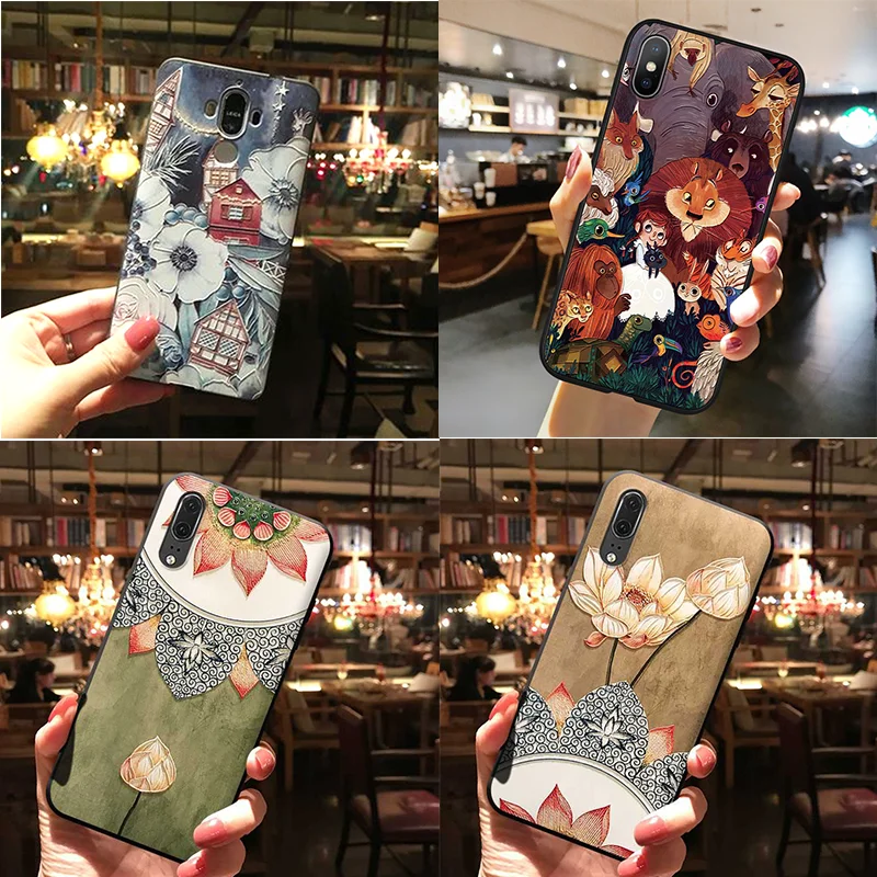 

New Emboss Lion Elephant Deer Floral 3D Case For Huawei P30 P20 P10 P9 P8 Mate 10 20 Lite Pro P Smart Y5 Y6 Y9 2018 2019 Fundas