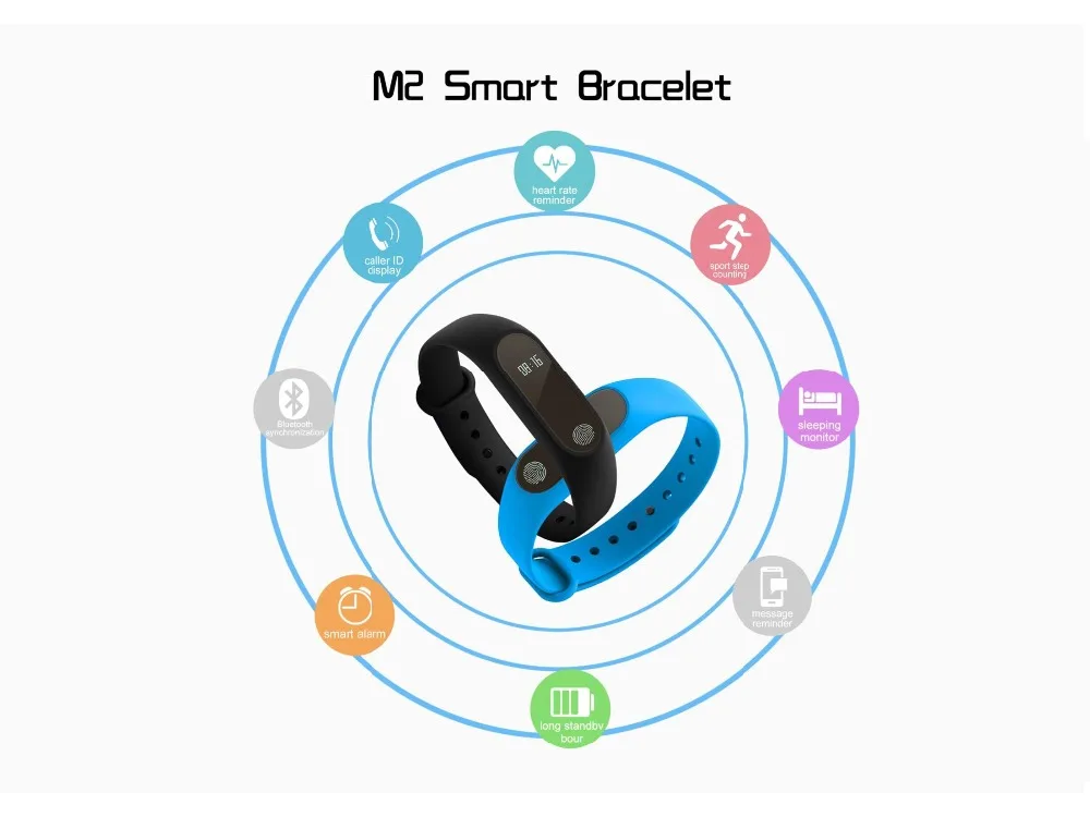 Смарт-браслет M2 монитор сердечного ритма фитнес-браслет Bluetooth Смарт-браслет трекер активности для мини-группы 2 Android iOS Телефон