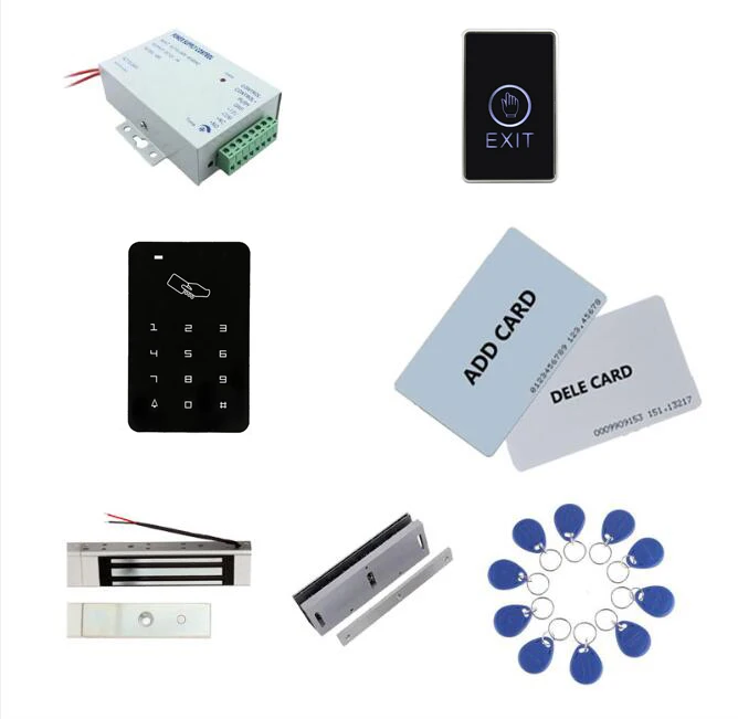 

Access Control Kit,Access Control+ Power+180kg Magnetic Lock+180kg U-Shape+Exit Button+2 Manage Card,10 Keyfob ID Tags,Sn:Set-4