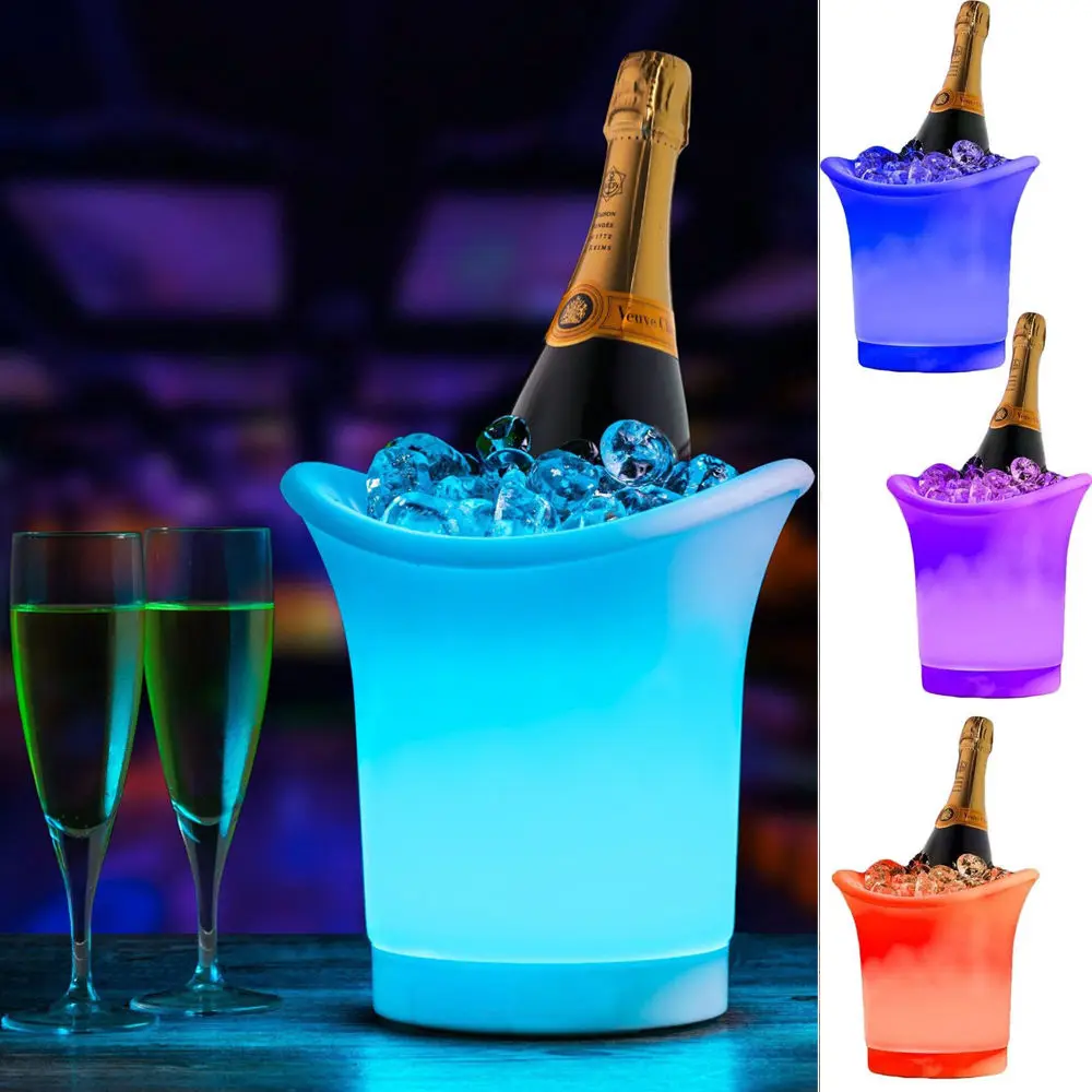 5L Wine Ice Bucket LED Changing Beer Drinks Champagne Cooler Buckets