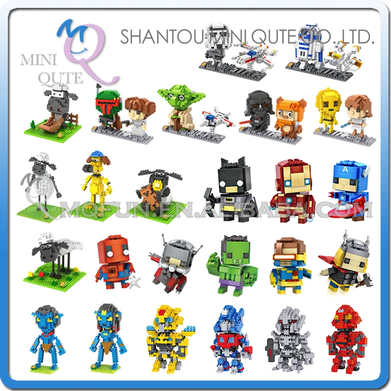 

Mini Qute LOZ star wars R2D2 avengers Bumblebee Avatar Shaun plastic building block bricks model action figures educational toy