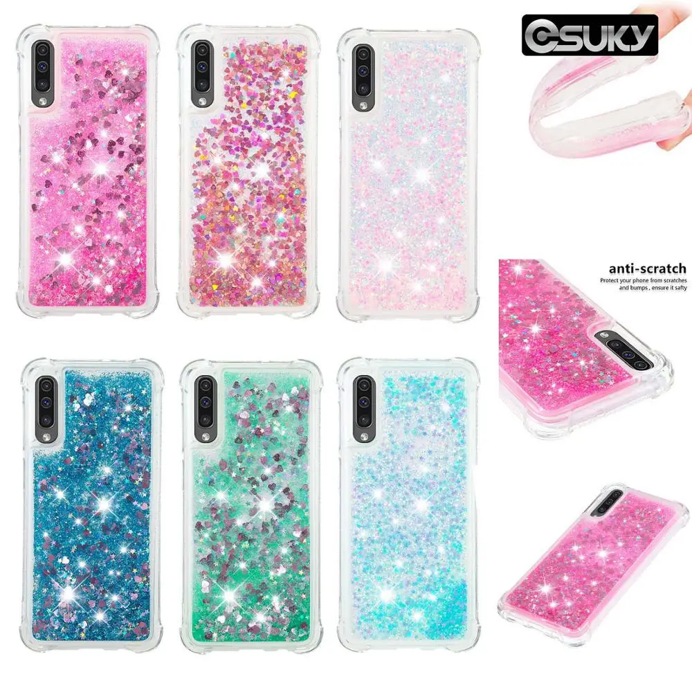 

Silicon Giltter Case for Samsung A70 A50 A40 Quicksand Liquid Air Cushion Corner Cover Case Capa Coque for Galaxy Note10 Pro