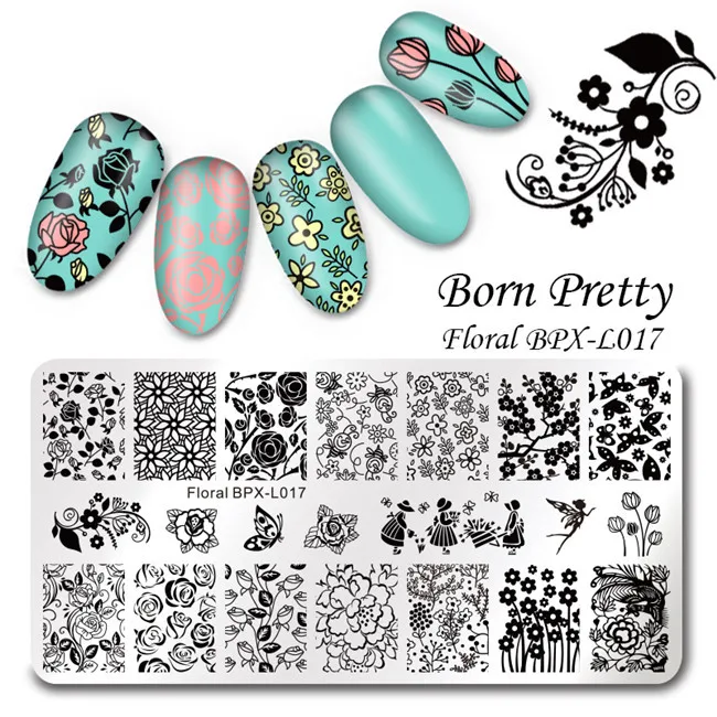 BORN PRETTY летние фруктовые ногти штамповка шаблон цветок сок напитки Линия оставьте Шаблон Маникюр DIY Дизайн ногтей изображения пластины - Цвет: BPX-L017