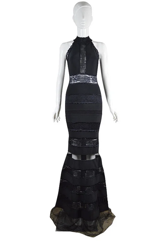 Одежда высшего качества HL выдалбливают черный от плеча с длинным Бандажное платье знаменитости Bodycon Трубы платье