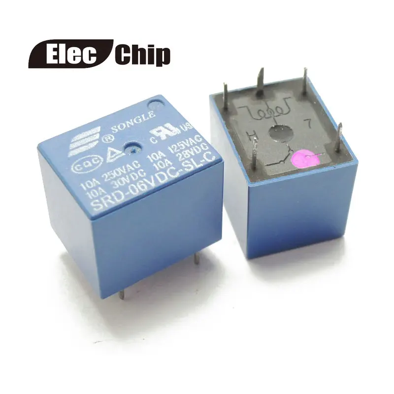 

5PCS 6 V DC Power Relay SRD-06VDC-SL-C SRD-6VDC-SL-C T73-6V 5Pin tipo PCB em estoque