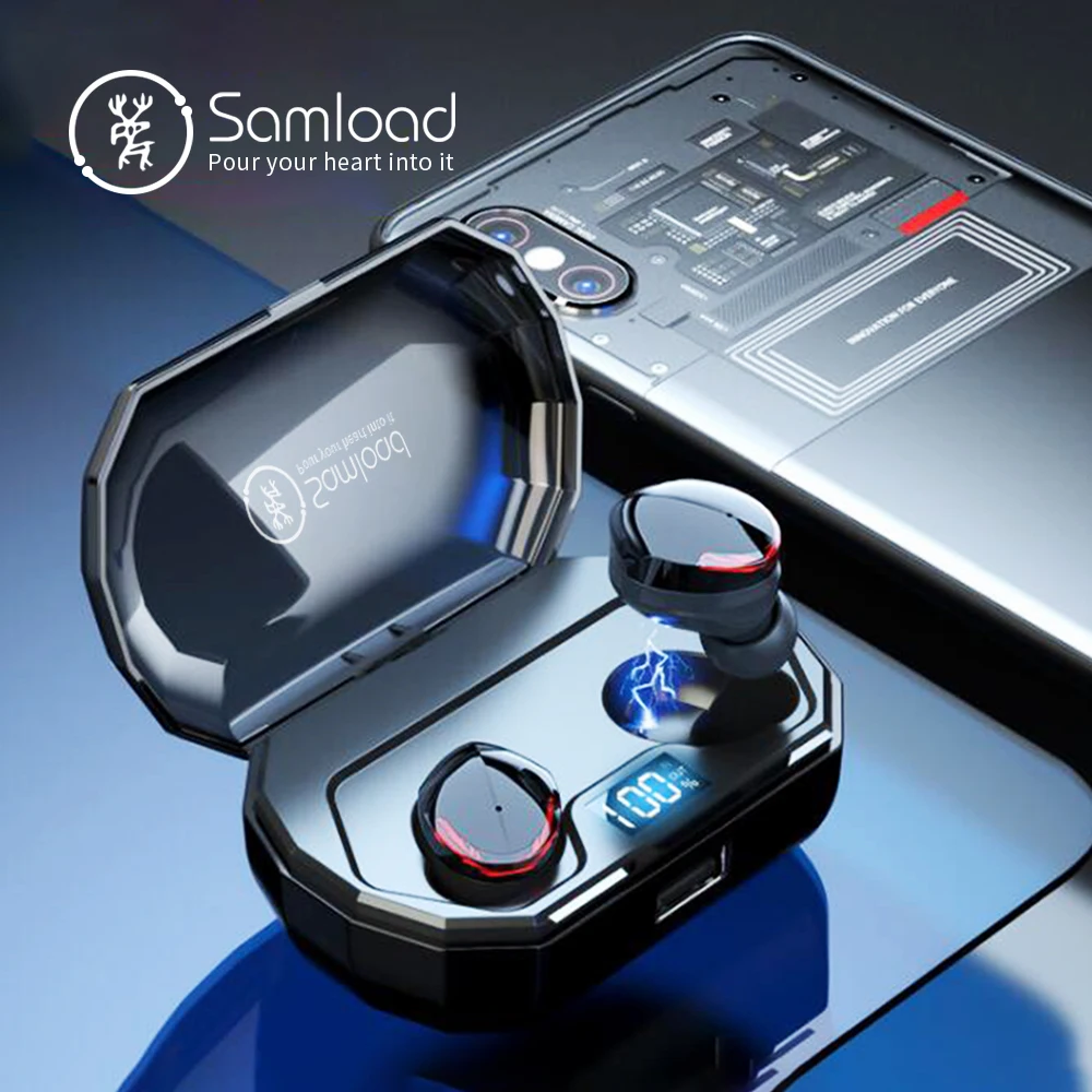 Samload Bluetooth 5 0 Headphones True Wireless Stereo Built in Mic in ear Earbud with 2000mAh