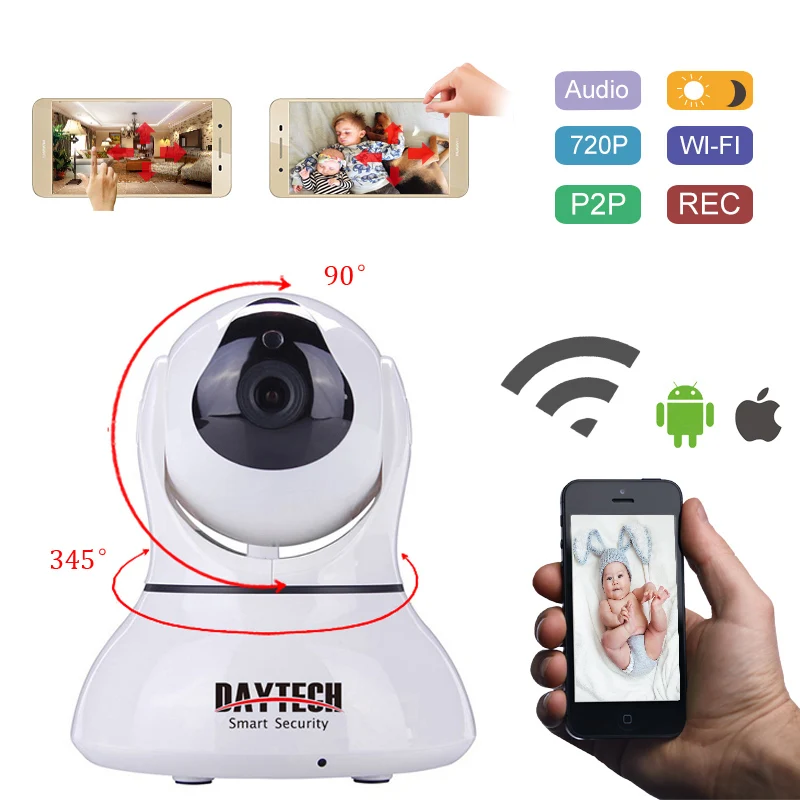 Daytech IP Camera Home Security WiFi Camera Night Vision Infrared Two Way Intercom 720P Baby Monitor Motion Detection DT-C8817