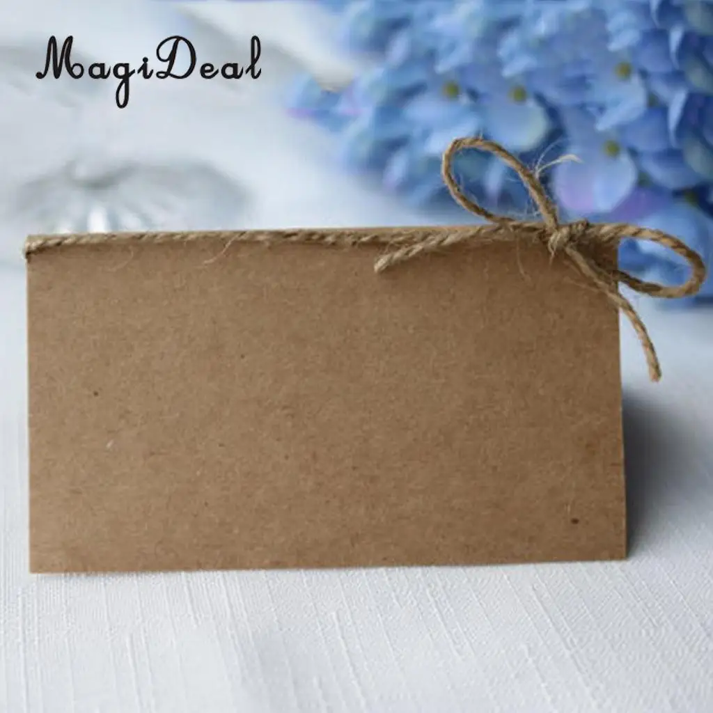 MagiDeal 150x Kraft Paper Blank Place Name Card Rustic Wedding Table