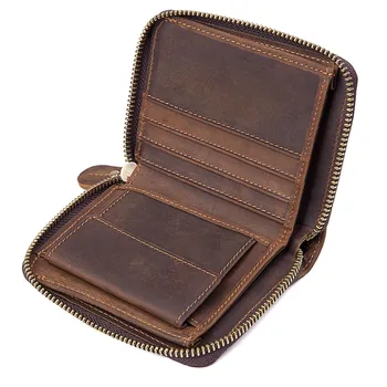 

J.M.D 100% Genuine Crazy Horse Leather Mini Wallets Coin Pockets Fashion ID Credit Card Case Solid Money Purse R-8170R