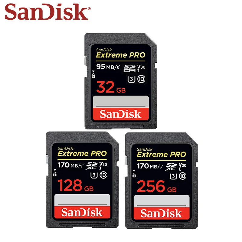 SanDisk флеш-карта памяти, SD карта, 32 ГБ, 64 ГБ, 128 ГБ, SDHC, SDXC, UHS-I, класс 10, 95 м/с, карта памяти, поддержка U3, 4 K, для цифровой камеры