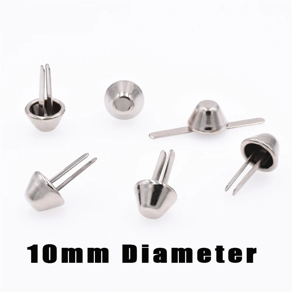 

100Pcs 10mm Silver Tone Metal Crafts Purse Feet Rivets Studs Pierced for Purse Handbag Punk Rock Rivets Bag Leather DIY Crafts