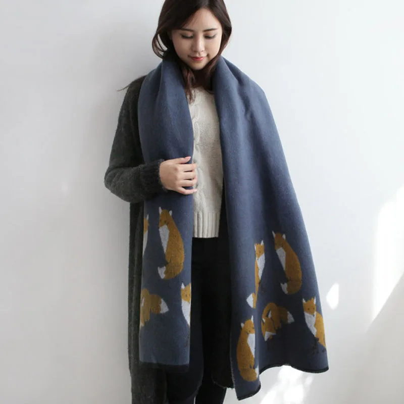 여자 겨울 스카프 2018 가짜 캐시미어 여우 패션 두꺼운 따뜻한 200*65 cm 숙 녀 스카프 femme 캐주얼 스카프 부드러운 목도리, kk103