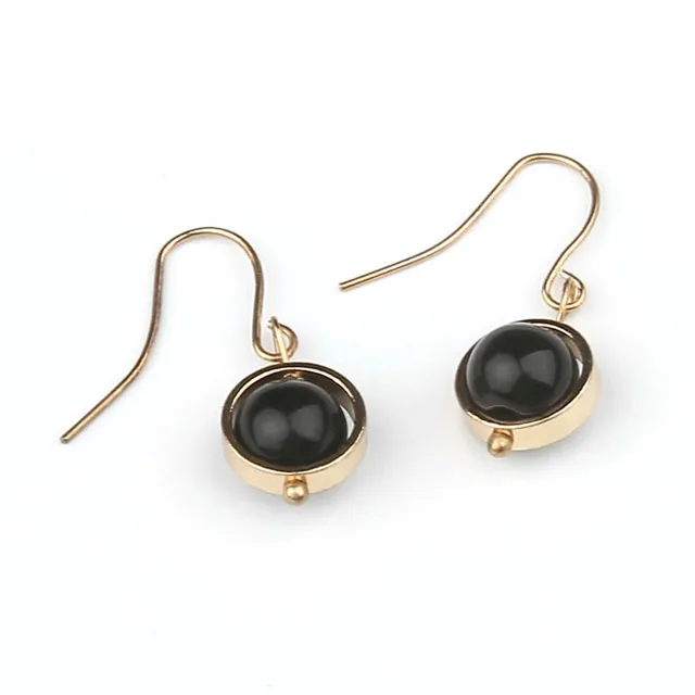 Black Transfer Bead Dangle Earring For Women Simple Fashion Black Transfer Bead Dangle Earring For Women Simple Fashion Rhinestone Small Drop Earrings Vintage Jewelry