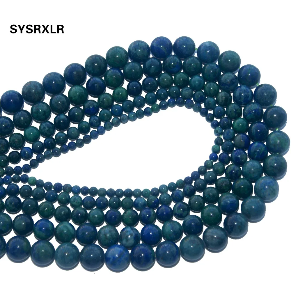 Бесплатная доставка Chrysocolla Азурит круглый рыхлый натуральный камень бусины для