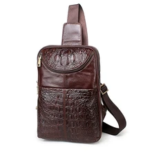 Узор Кожи Крокодила Для мужчин Груди Сумка из натуральной кожи Ёмкость Грудь сумка для Для мужчин кожаная сумка слинг Повседневное Crossbody сумка