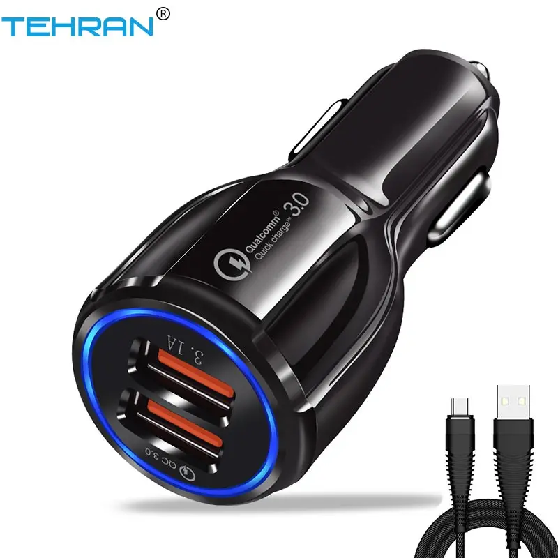 شاحن سيارة ثنائي USB سريعة تهمة 3.0 2.0 ل فون X 8 QC 3.0 سيارة-شاحن سامسونج غالاكسي S9 هواوي مهايئ شاحن الهاتف