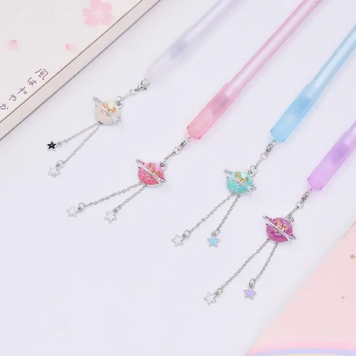 4 Pcs/set Kawaii 0.5mm Starry Sky Star Moon Pendant Gel Pens Signature Pen For Girls Gifts Korean Stationery School Office Gifts