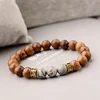 2022 Tibetan Buddhist Bracelet Men Gold Rune Metal Natural 10mm Wood Beads Handmade Bracelet Ethnic Stone Beaded Bracelet ► Photo 3/6