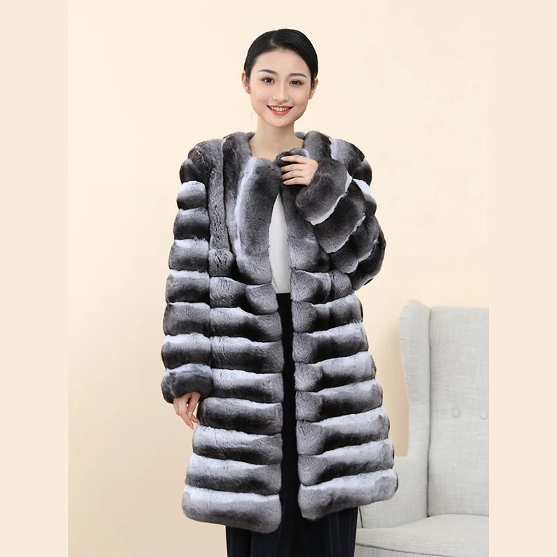 

Winter new fur coat female chestnut rat blue fur long clothes chinchilla fur coat a hair substitute