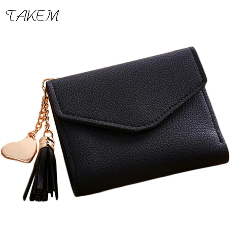 TAKEM new Solid PU Leather Women hasp short Wallet Purse Female Wallets Purse Card Holder coin cash bag Portefeuille femme Pouch TAKEM new Solid PU Leather Women hasp short Wallet Purse Female Wallets Purse Card Holder coin cash bag Portefeuille femme Pouch
