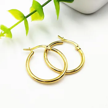 

Seasha 5pairs 14-34mm 304 Stainless Steel Golden Plated Jewelry Earrings Hook Hoop Ear Component Accessories