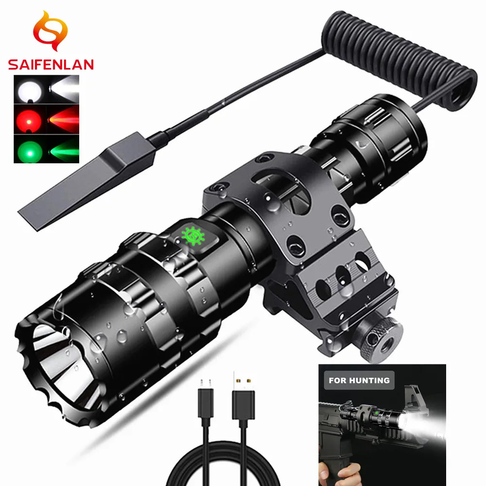 

65000Lums Professional LED Flashlight for Hunting Tactical Scout Torch Lights L2 USB Rechargeable LED Waterproof Fishlights