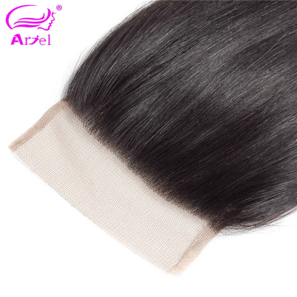 Ариэль перуанские волосы закрытие прямые 4*4 Кружева Закрытие человеческих волос натуральный цвет не завитые здоровые волосы 1 шт./лот