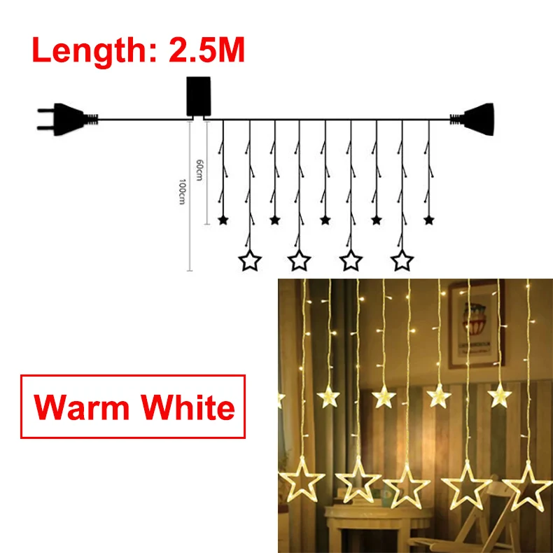 Светодиодный светильник-гирлянда s 10 м, 5 м, 2 м, Декоративная гирлянда для дома, Рождества, свадьбы, вечеринки, праздничное украшение, сказочный светильник, домашний декор, ночная лампа - Испускаемый цвет: 2M Wam White