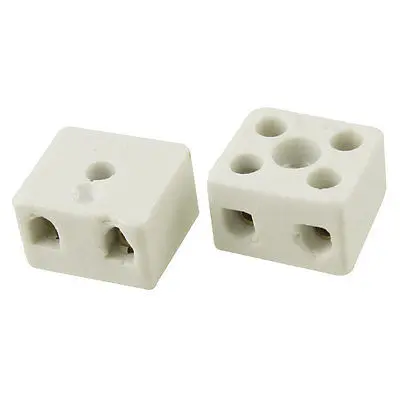 

16A 2 Position Porcelain Terminal Strip Block Connector 2 Pcs