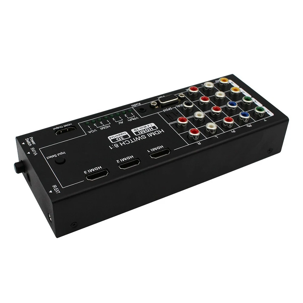 New Multi-Functional HDMI Switch Splitter Converter HDMI Audio Extractor with 8 Inputs to 1 HDMI Output with Optical / Coaxial