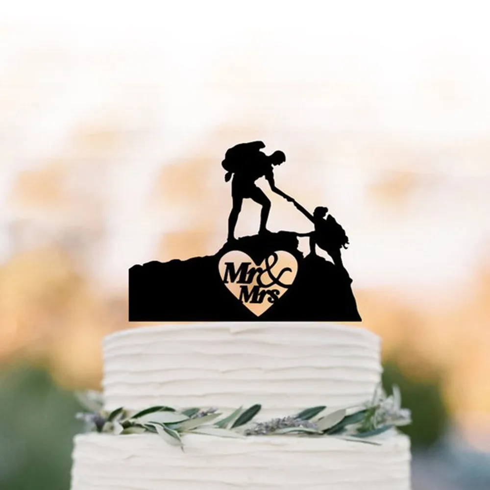 Hiking Couple Climbing Mountain Wedding Cake Topper Backpacking Bride And Groom Outdoor Cake Topper Mr Mrs Wedding Cake Topper Cake Decorating Supplies Aliexpress