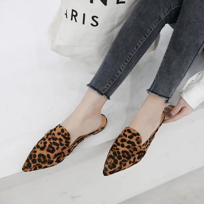 

35-41 Flat Shoes Women Slip On Leopard Shoes Loafers Women Pointed Toe Women Flats