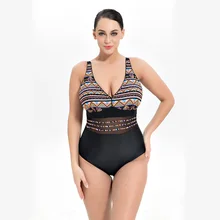 Плюс Размеры Одна деталь Купальник спинки Купальники Для женщин принт Винтаж купальники женский пуш-ап провода бесплатно купальный костюм мягкий