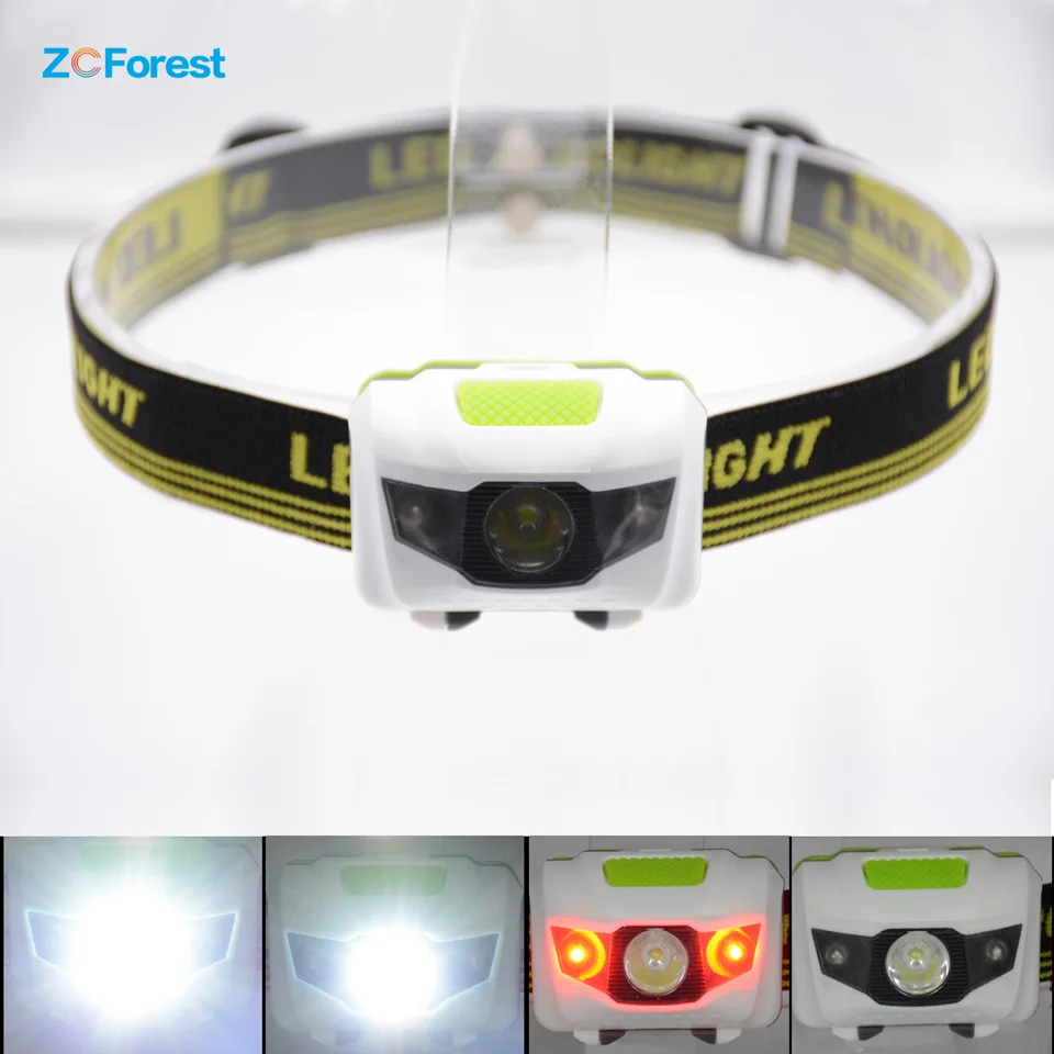 3 Led Head Lamp AAA Battery 4 Mode Headlamp With White And Red Led