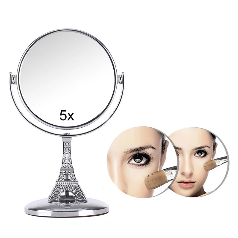 3 Inch MiNi Makeup Metal Compact Mirror 5X Magnifying 360 Degree Eiffel