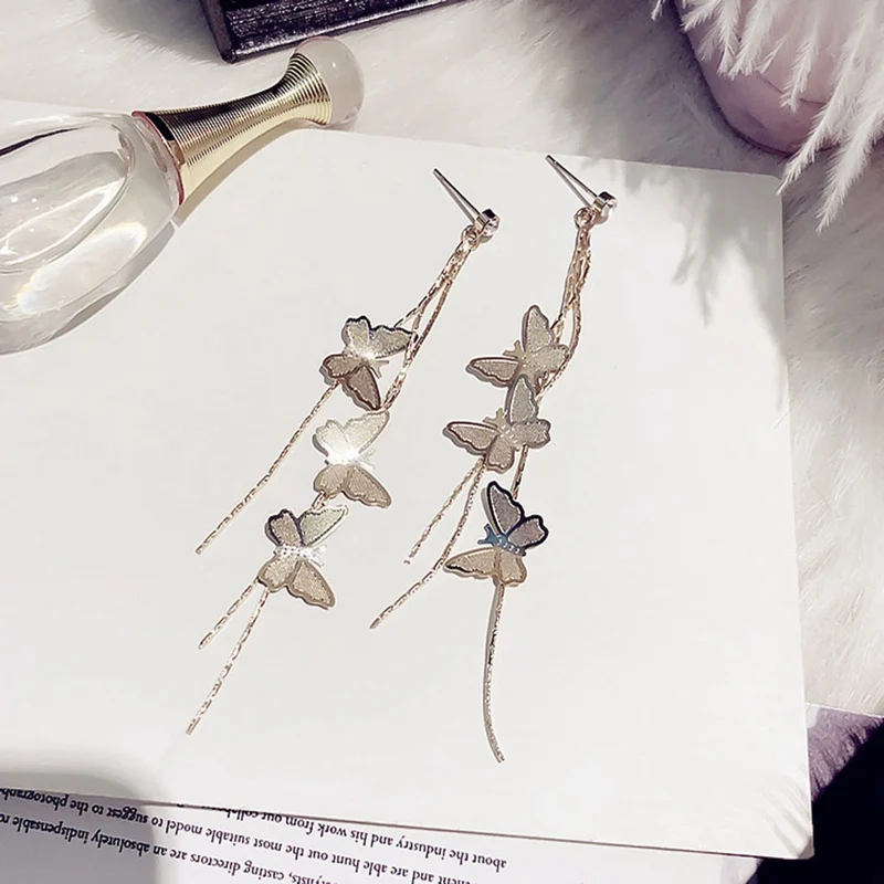 

Gold/silver Color Earrings For Women Dazzling Micro CZ Zircon Multiple Butterfly Tassel Earrings Oorbellen
