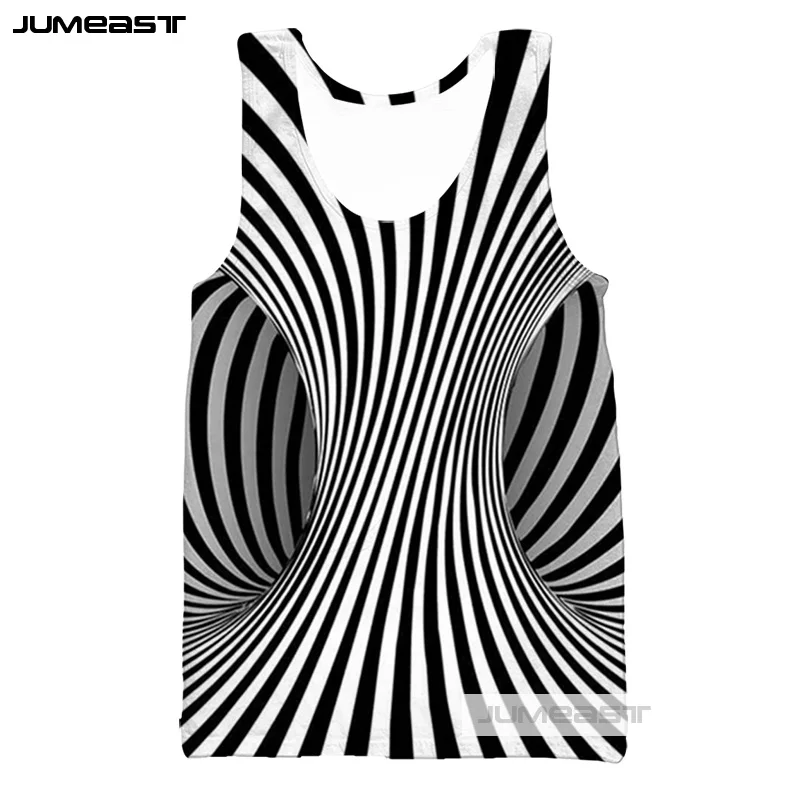 Jumeast 3d принт Vertigo дизайн мужские/женские топы с рисунком зебры Повседневная футболка без рукавов унисекс жилет черно-белые круги