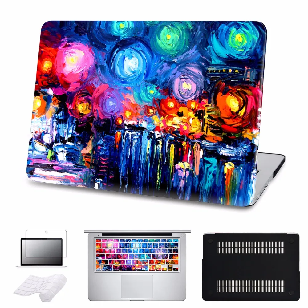

5 in 1 Bundle Case For 2018 New Apple Mac Macbook Pro 15 Cover Air 11 13 15 Inch with/out Touch bar Nature Oil Paintin Sleeve