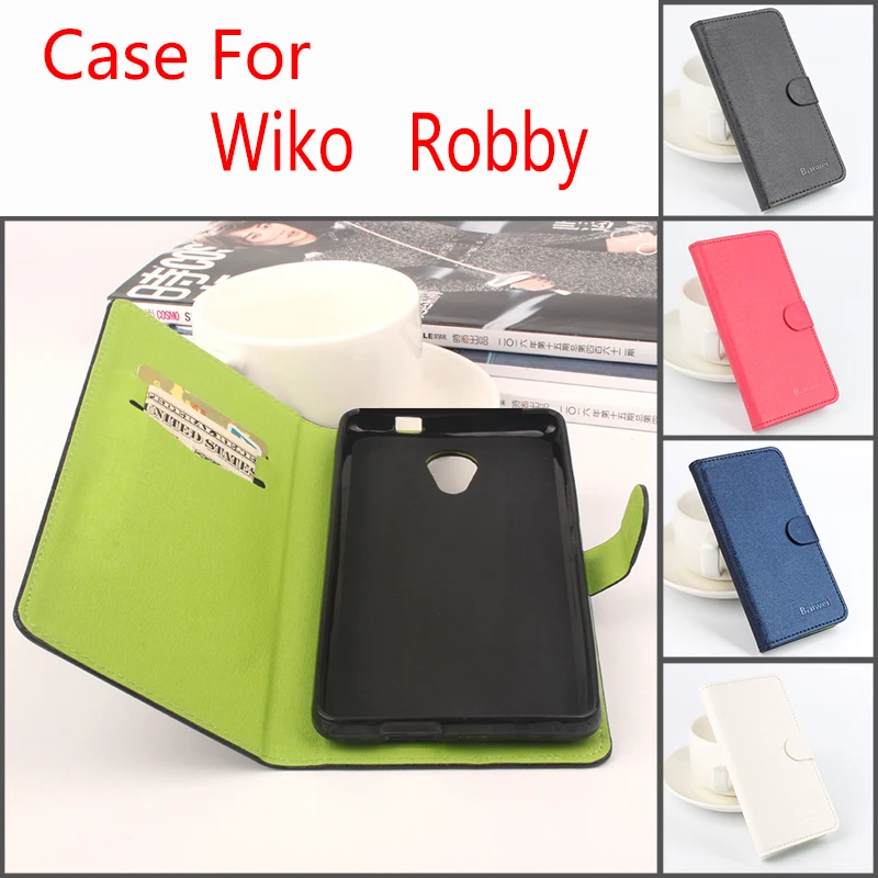 

For Wiko Robby Phone Case Fasion Pure Color Folio Flip Premium PU Leather Wallet Case Cover Cash/Card Slots Factory Price