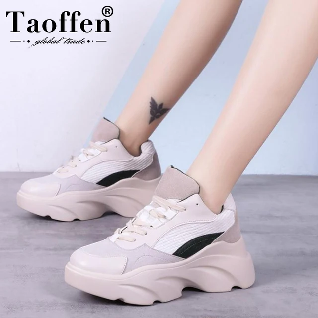 US $21.97 Taoffen New Women Vulcanized Shoes Casual Daily Sneakers Lace Up Fashion Shoes Women Sping Walk Foo