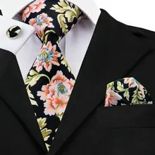 C-1224 Цветочные Галстуки карманные Квадратные Запонки мужские дизайнерские галстуки модные галстуки с фирменным принтом Hi-tie Gravatas набор галстуков