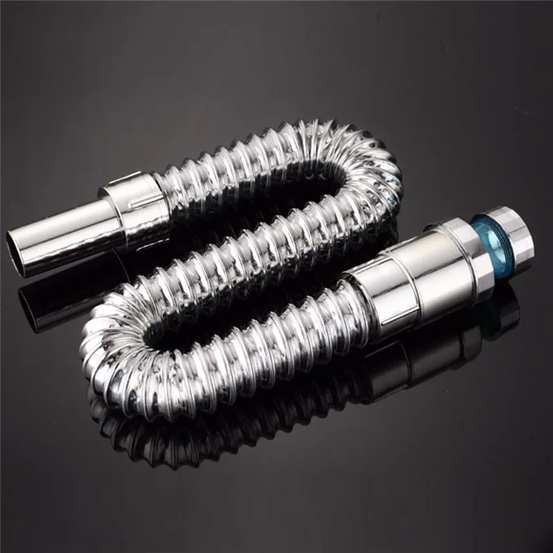 770mm ABS Kitchen Sewer pipe Flexible Bathroom sink drains downcomer Wash basin Electroplated Plumbing Hose waste pipe ZJ075