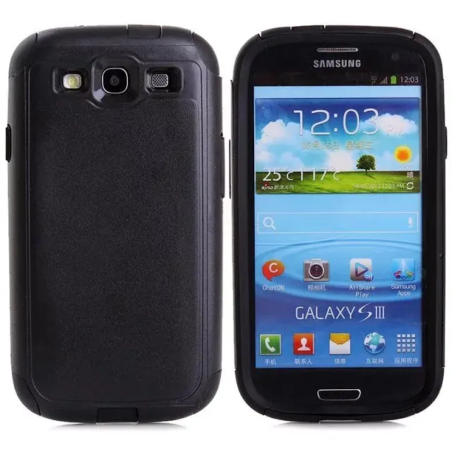 Black DHL 2 в 1 Гибридный ПК+ ТПУ чехол для Samsung Galaxy S3 i9300, пластиковый чехол для Galaxy SIII i9300 100 шт/партия - Цвет: Black