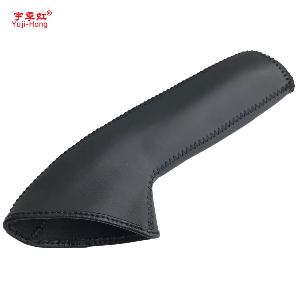 Car Handbrake Covers For Nissan TIIDA 2011~ Auto Handbrake Cover Genuine Leather Grips Black/Red thread hand brake cover