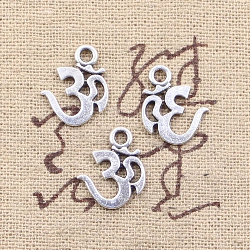 

50pcs Charms yoga om 15x12mm Antique Silver Plated Pendants Making DIY Handmade Tibetan Silver Jewelry