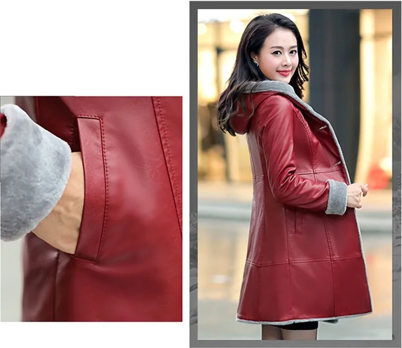 Женское зимнее новое бархатное пальто больших размеров 6XL, женское модное приталенное длинное кожаное однобортное пальто с капюшоном