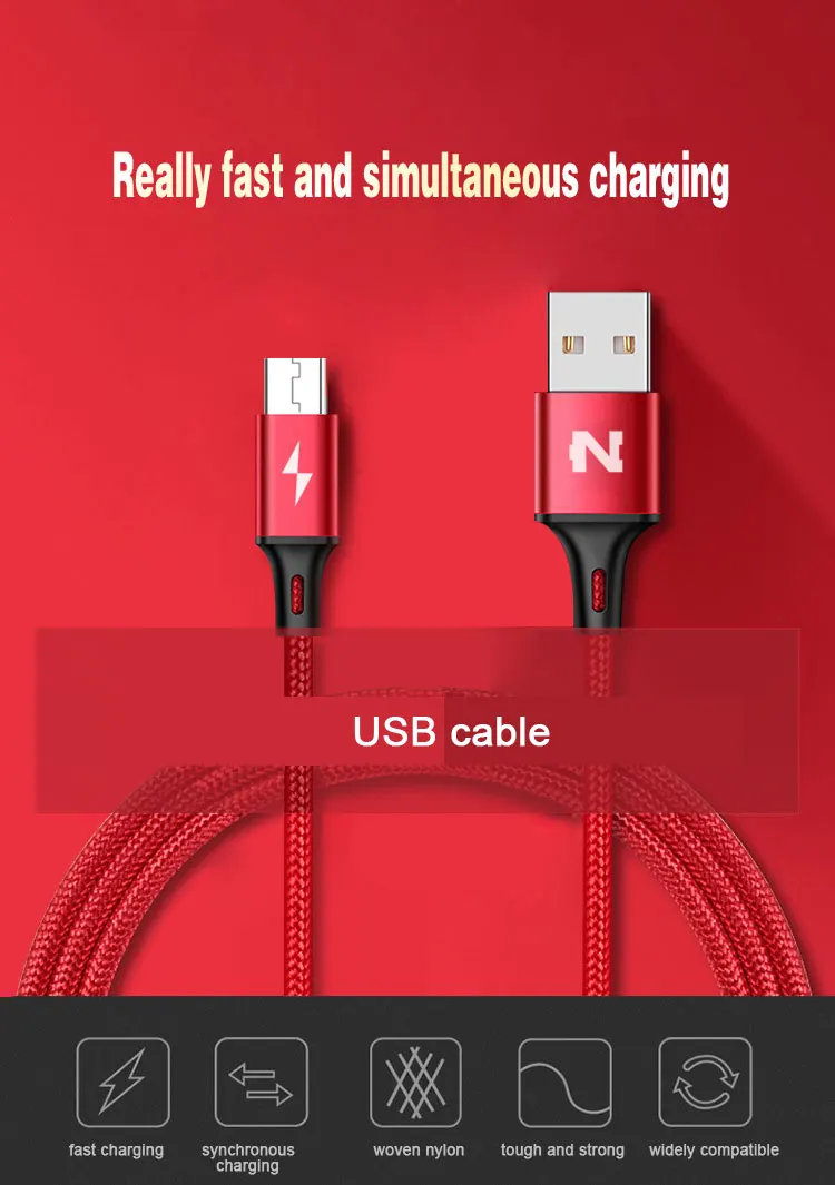 NOHON Mirco USB нейлоновый кабель для samsung Xiaomi LG Quick Charge Mirco USB кабели Android провод для зарядки мобильного телефона шнур для передачи данных 1 м